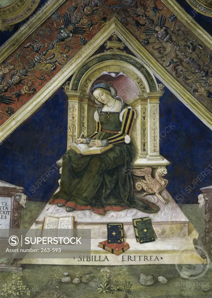 Sibyl (Sibilla)  Bernardino Pinturicchio (c.1454-1513/Italian)  Fresco  Cappella Baglioni, Church of Santa Maria Maggiore, Spello, Italy 