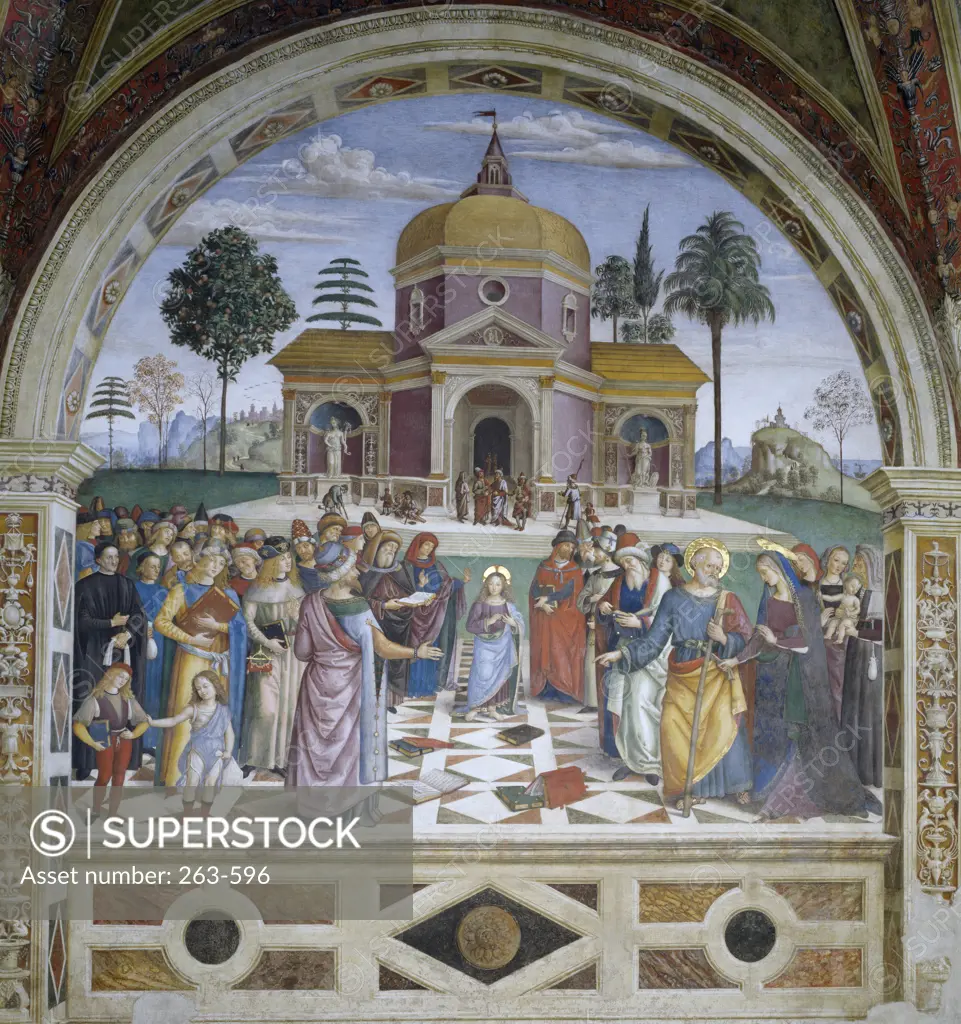 Presentation at the Temple by Bernardino di Betto,  fresco,  (Circa 14541513),  Italy,  Perugia Province,  Spello,  Church of Santa Maria Maggiore,  Baglioni Chapel