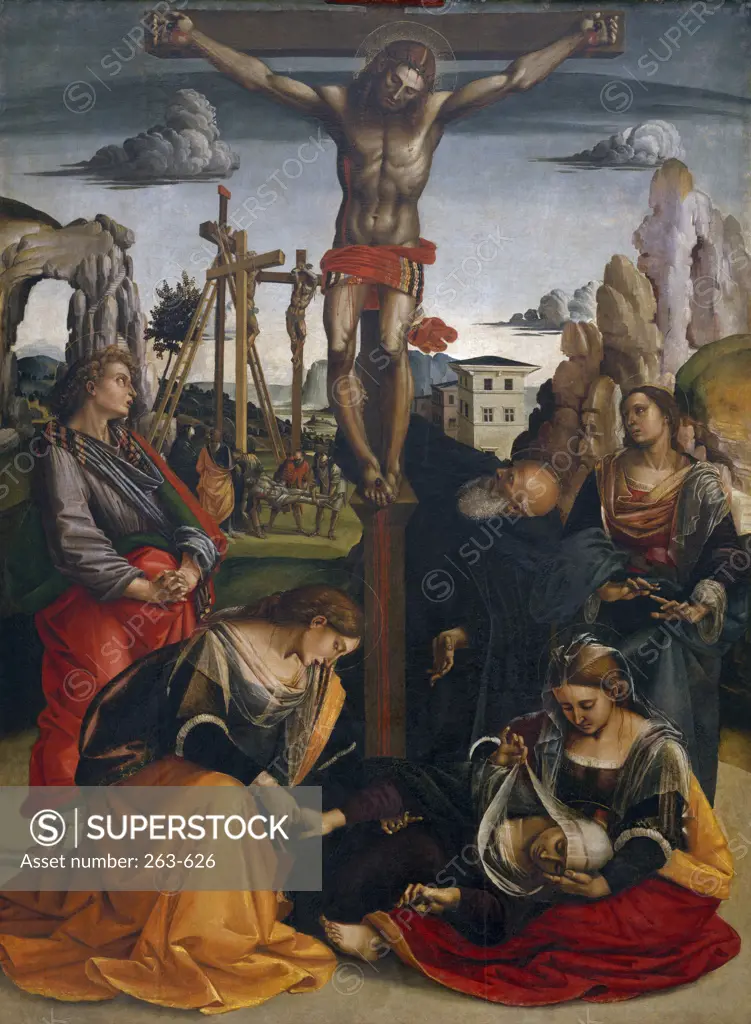 Crucifixion by Luca Signorelli,  tempera on wood,  (1441-1523),  Italy,  Tuscany,  Sansepolcro,  Civic Museum