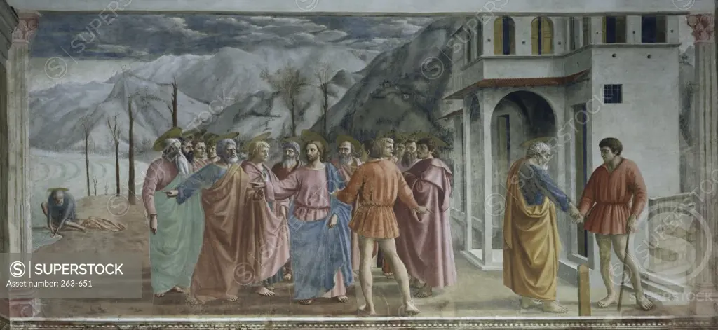 Payment of Tribute  Masaccio (1401-1428/ Florentine)  The Brancacci Chapel, Santa Maria del Carmine, Florence 