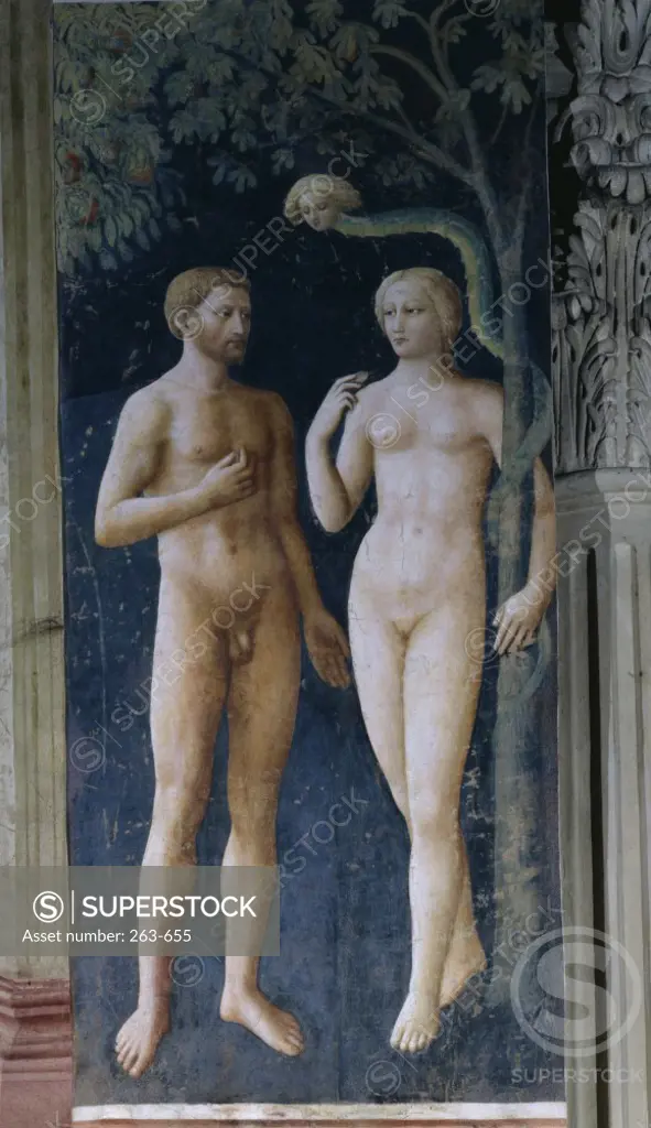 Temptation of Adam and Eve  Masolino da Panicale (c. 1383 -c. 1432/ Florentine)  The Brancacci Chapel, Santa Maria del Carmine, Florence  
