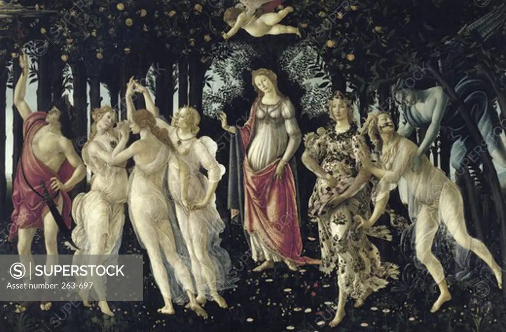 La Primavera   ca. 1481 Sandro Botticelli (1444-1510 Italian)  Tempera on wood Galleria degli Uffizi, Florence, Italy  