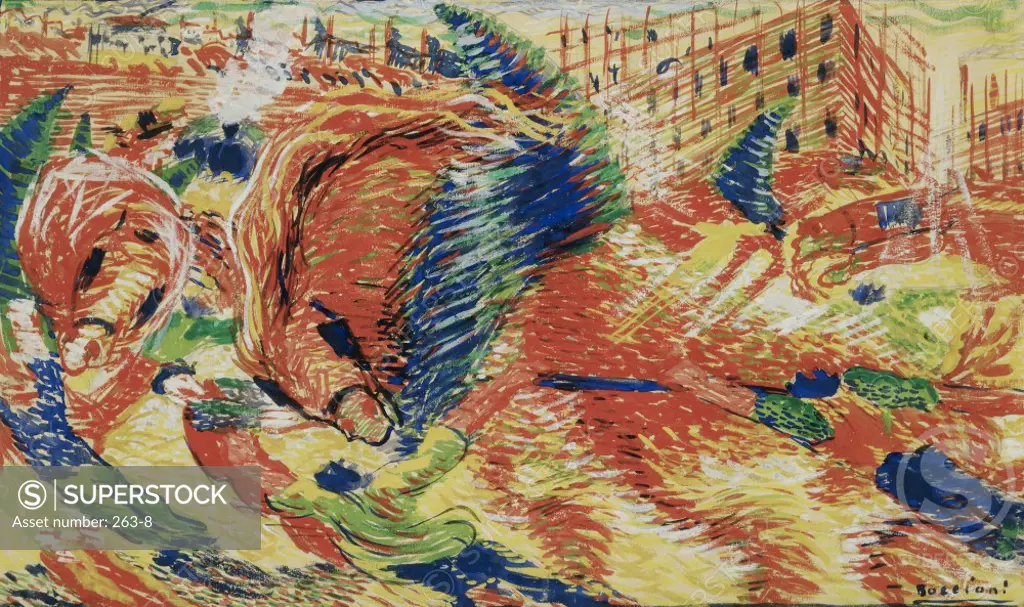 The City Rises 1910-11 Umberto Boccioni (1882-1916/Italian)  Tempera on Card  Pinacoteca di Brera, Milan 