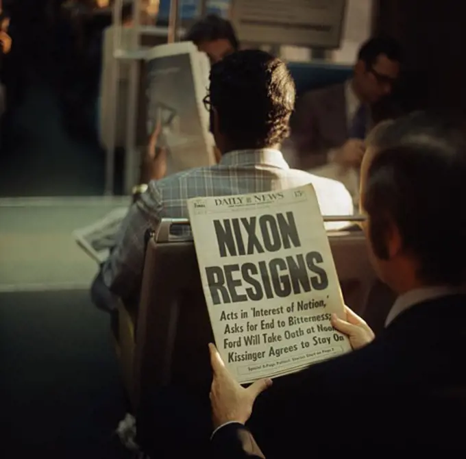 "Nixon Resigns" Headline in the New York Daily News August 9, 1974