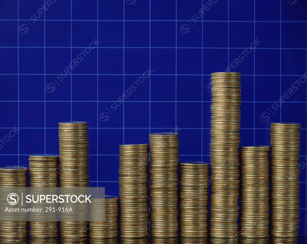 Stacks of coins arranged on a graph
