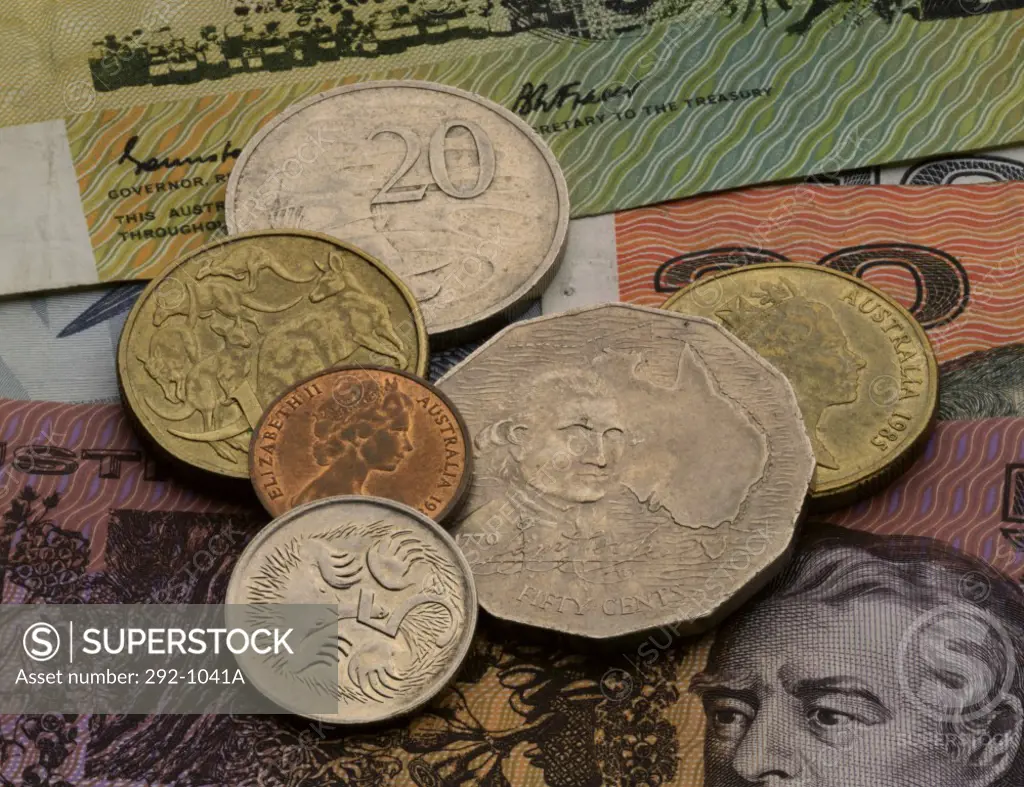 Close-up of Australian currency