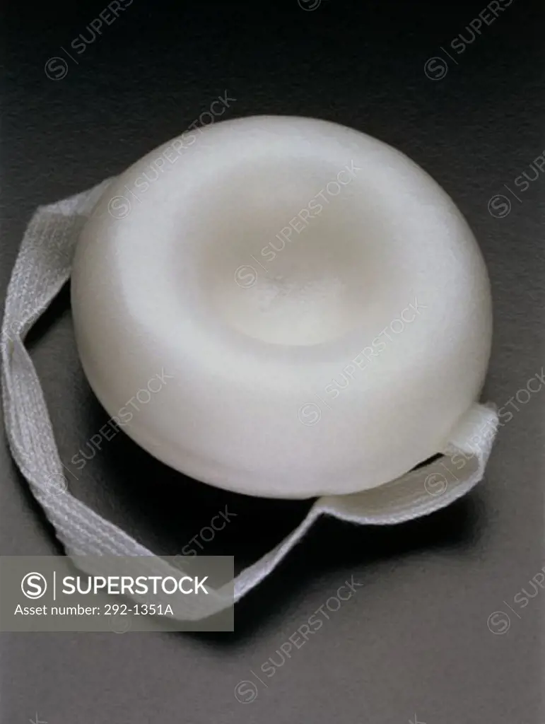 Close-up of a contraceptive sponge