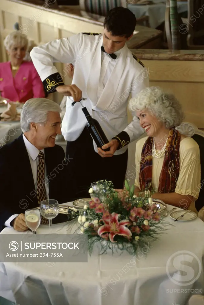 High angle view of a senior couple sitting together in a restaurant