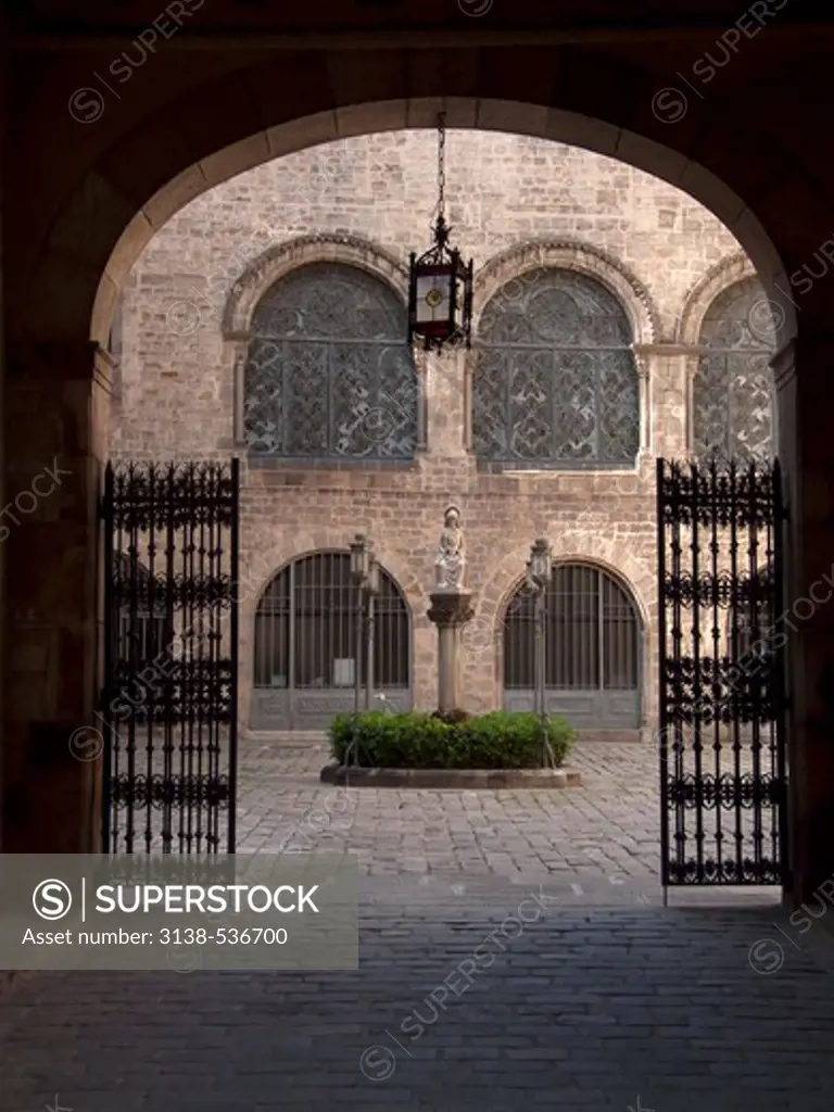 Entrance gate of palace, Archbishop's Palace, Barri Gotic, Barcelona, Catalonia, Spain