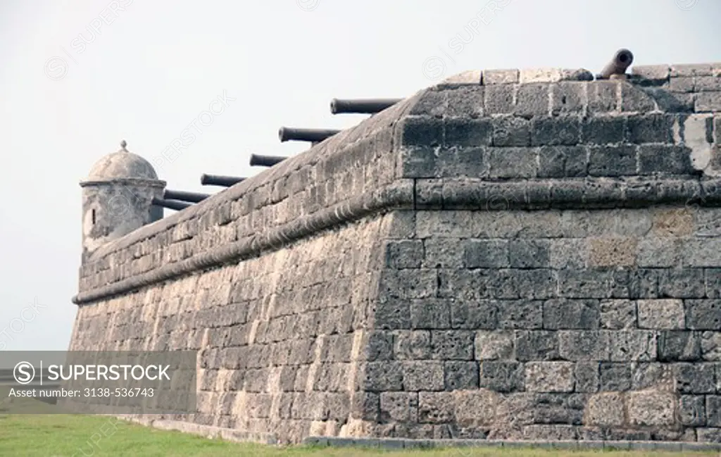 Cannons at a fortified wall, Cartagena, Bolivar, Colombia