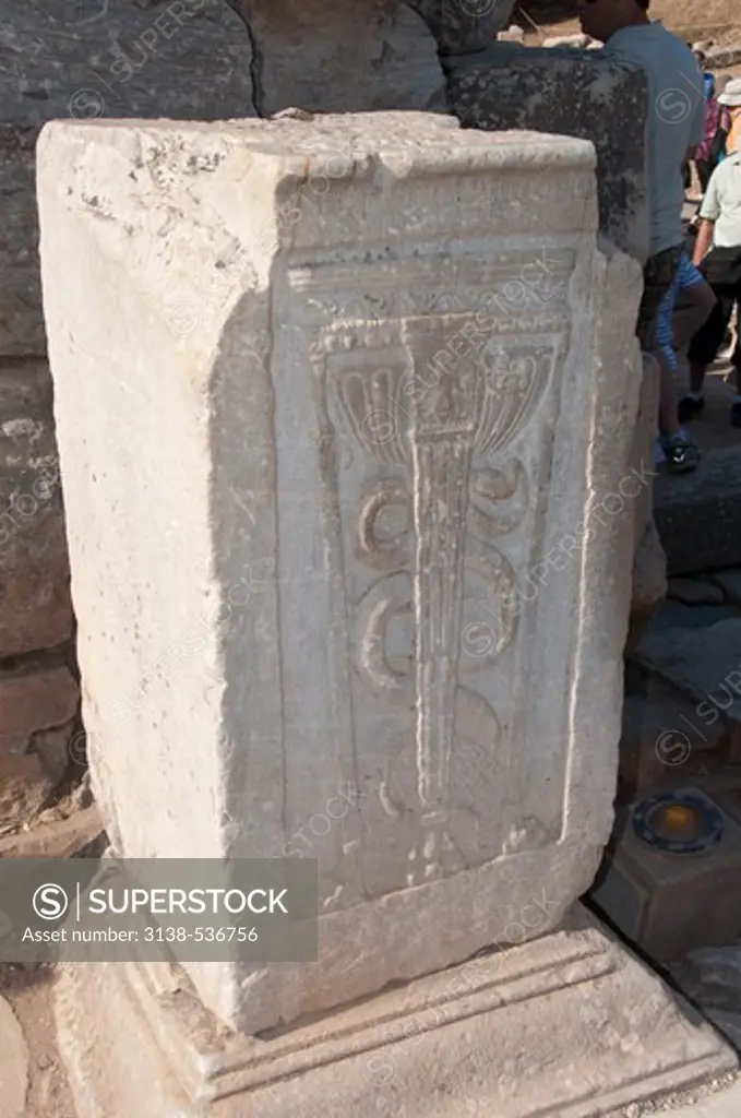 Caduceus symbol on a stone, Ephesus, Turkey