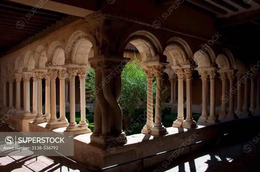 Arcade in a cathedral, Saint Sauveur Cathedral, Aix-en-Provence, Bouches-du-Rhone, Provence-Alpes-Cote d'Azur, France