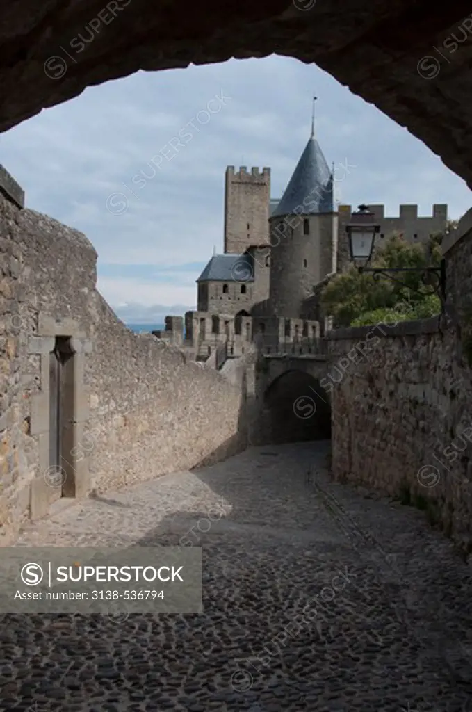 Archway in a fortress, Carcassonne, Aude, Languedoc-Rousillon, France
