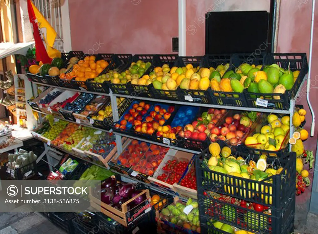 Fruits and vegetables at a market stall