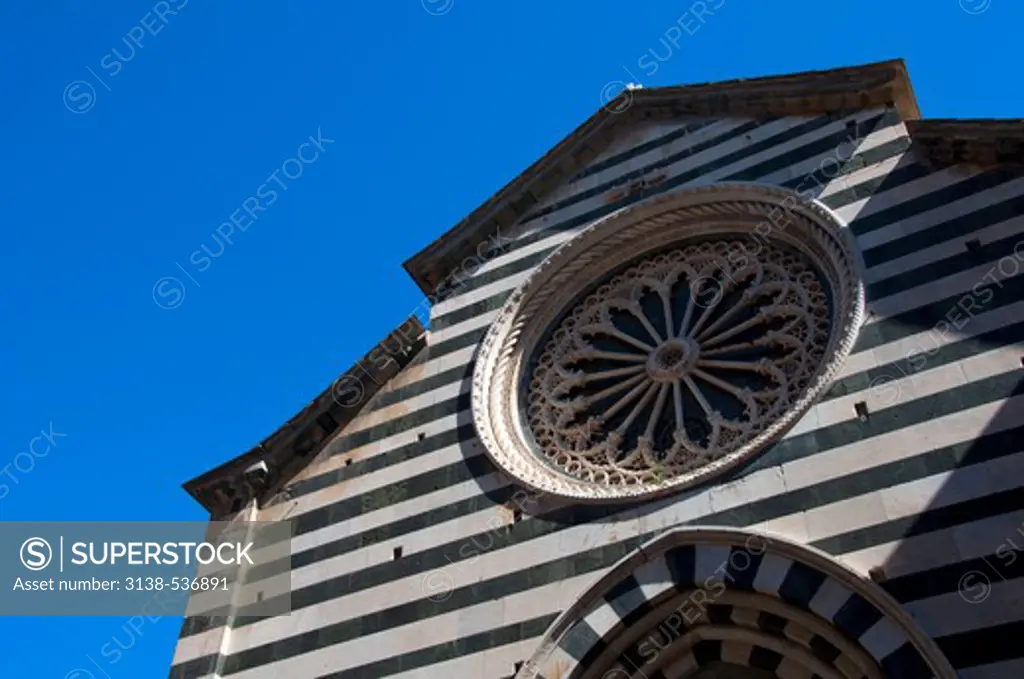 Architectural details of a church, Vernazza, La Spezia Province, Liguria, Italy