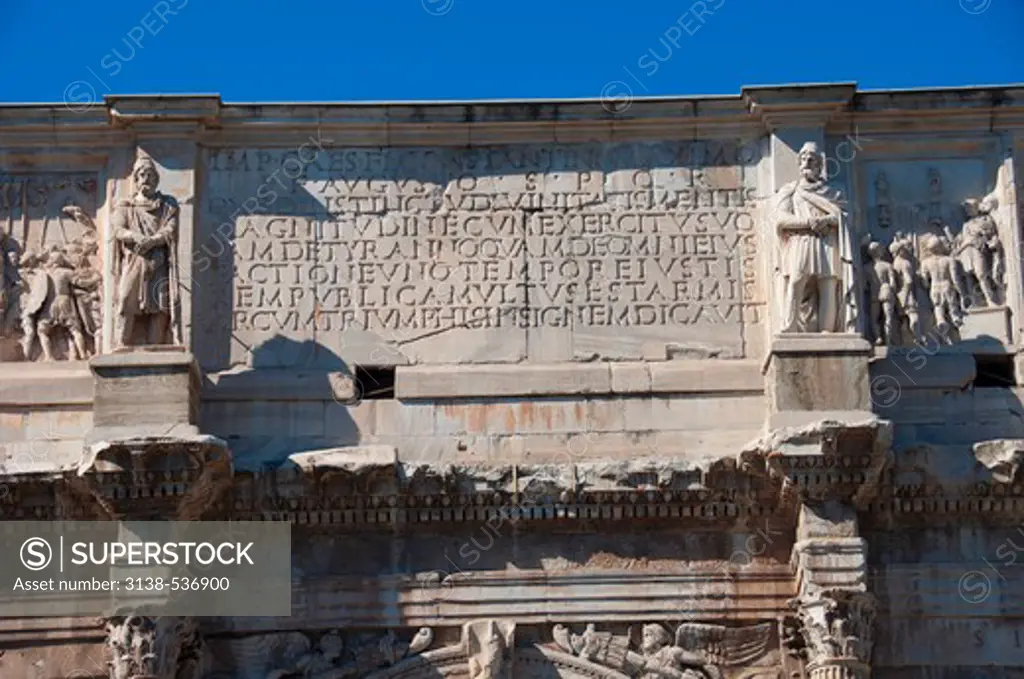 Architectural detail of a triumphal arch, Arch Of Constantine, Rome, Italy