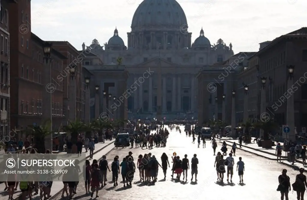 Church at a town square, St. Peter's Basilica, St. Peter's Square, Vatican city, Rome, Italy