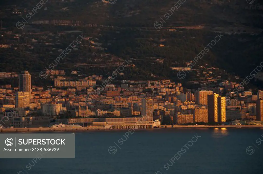 High angle view of a city at the waterfront, Monte Carlo, Monaco