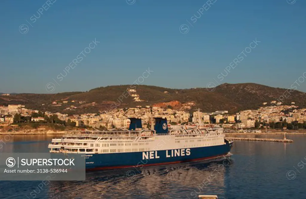 Ferry in the sea, Mytilene, Lesbos, Greece