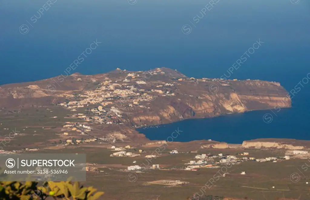 High angle view of a town on an island, Santorini, Cyclades Islands, Greece