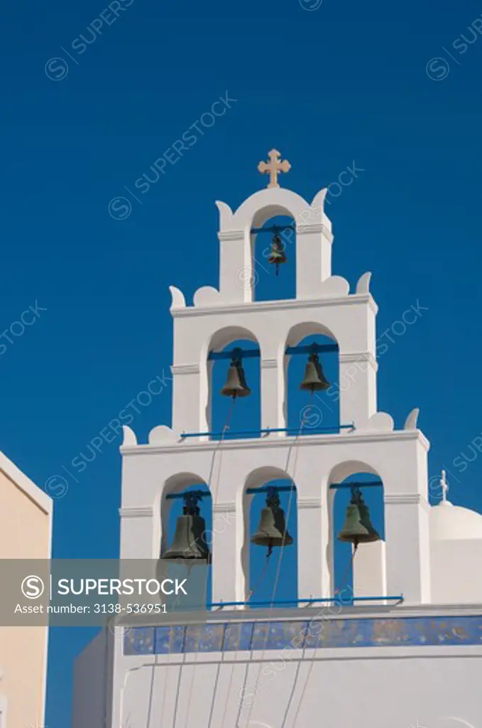Bell tower of a church, Church Of Panagia Of Platsani, Caldera Square, Oia, Santorini, Cyclades Islands, Greece