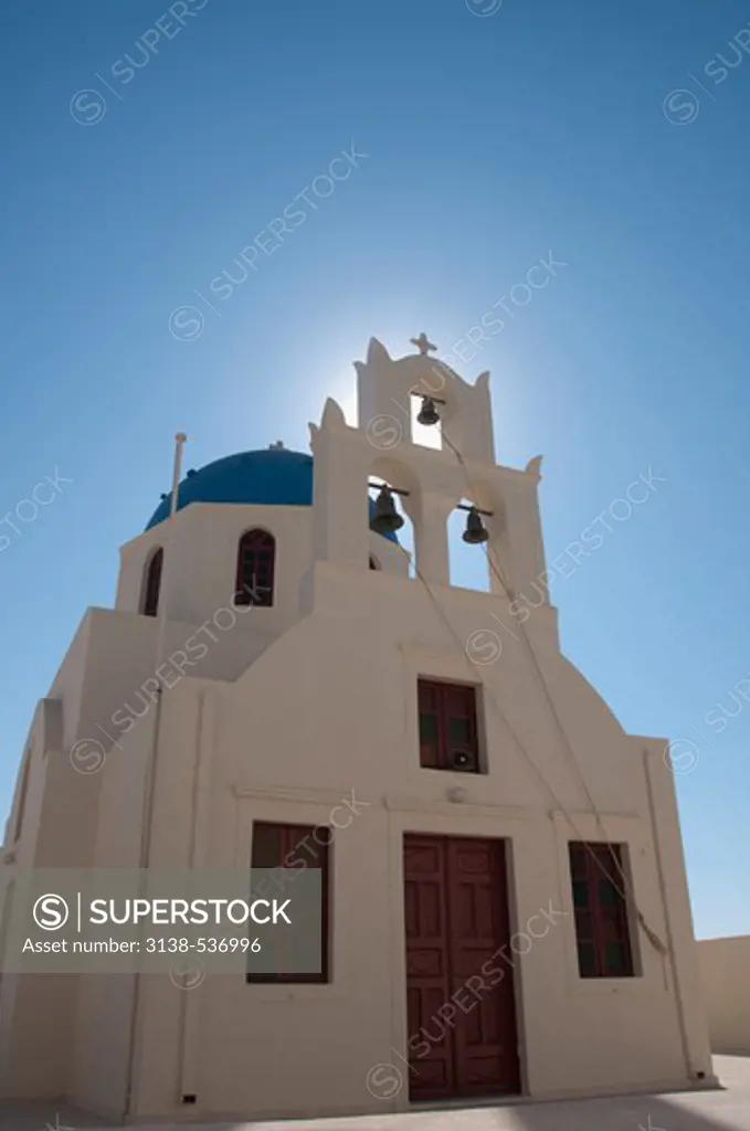 Facade of a church, Ypapanti Church, Santorini, Cyclades Islands, Greece