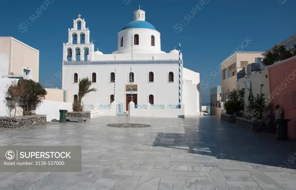 Facade of a church, Church Of Panagia Of Platsani, Caldera Square, Oia, Santorini, Cyclades Islands, Greece
