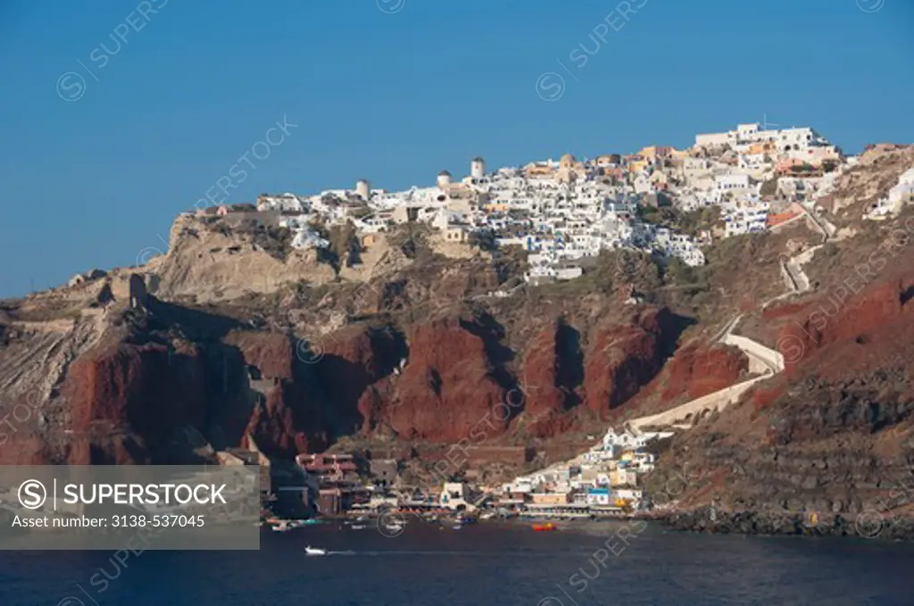 Town at the coast, Oia, Santorini, Cyclades Islands, Greece