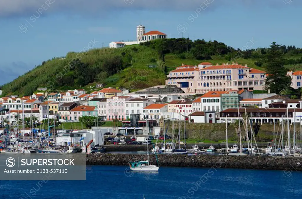 Azores, Faial Island, Waterfront view of Horta