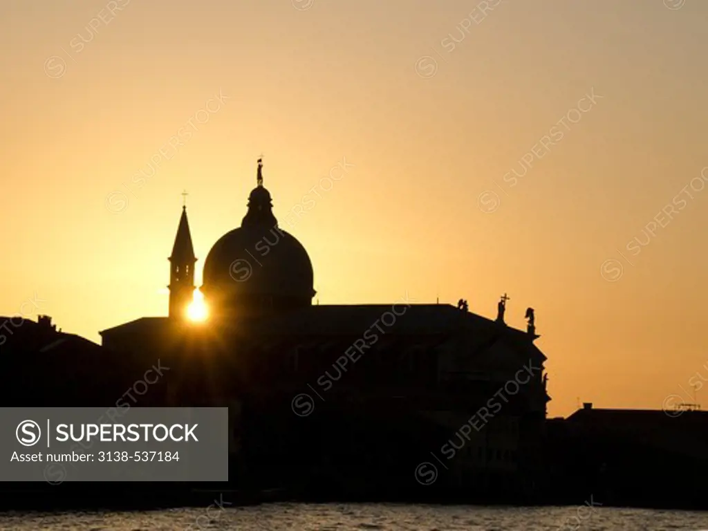 Silhouette of Church of San Giorgio Maggiore at sunset, Grand Canal, Venice, Veneto, Italy