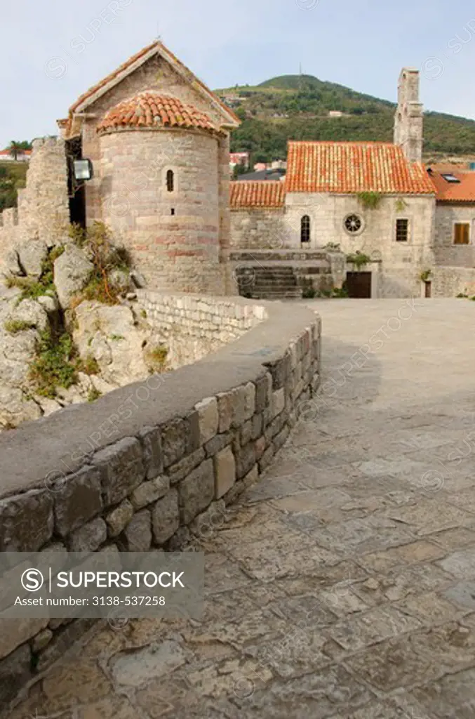 Rampart and Medieval buildings at Budva, Kotor, Montenegro