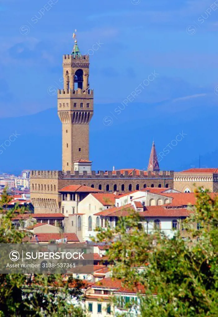 Town hall in a city, Torre di Arnolfo, Pallazo Vecchio, Piazzale Michelangelo, Florence, Tuscany, Italy
