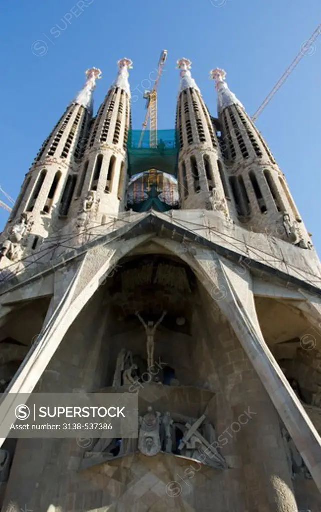 Low angle view of a church, Sagrada Familia, Barcelona, Catalonia, Spain