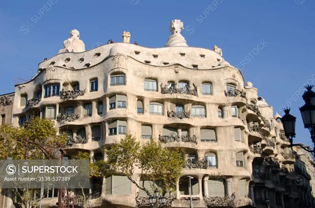 Facade of a building, Casa Mila, Barcelona, Catalonia, Spain