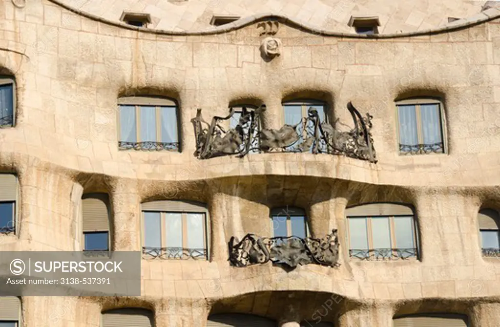 Balcony at Casa Mila, Barcelona, Catalonia, Spain