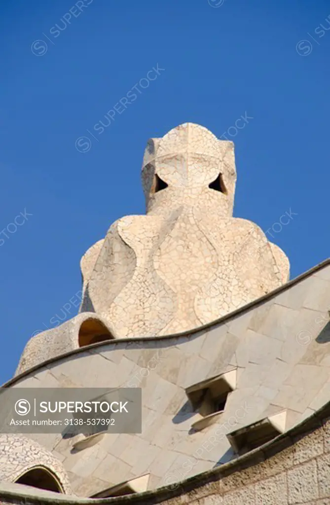 Chimney atop Casa Mila, Barcelona, Catalonia, Spain