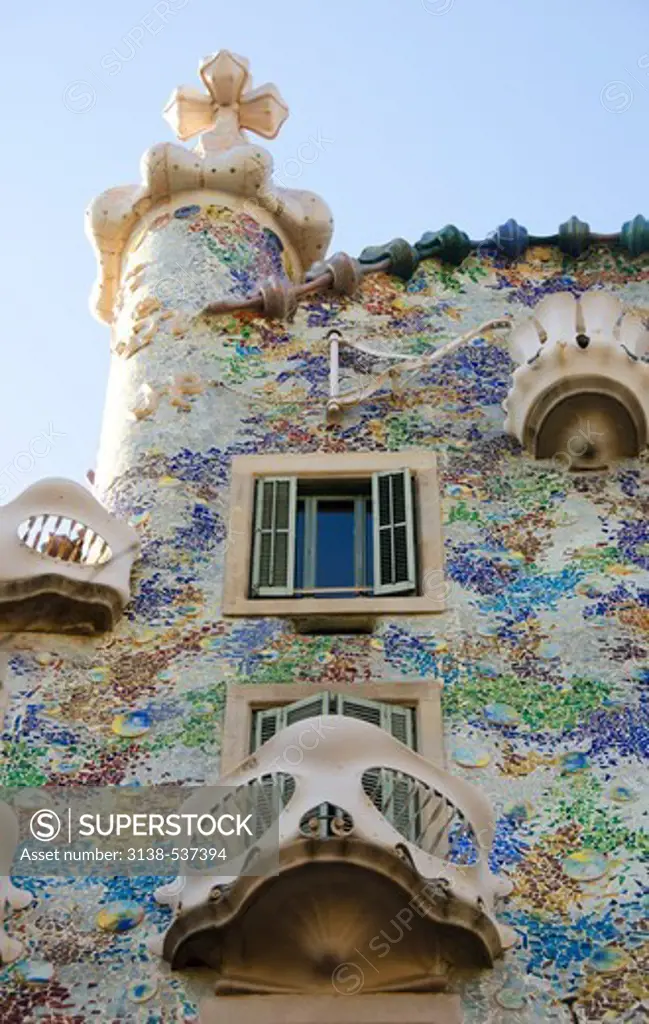 Architectural details of a building, Casa Batllo, Passeig de Gracia, Barcelona, Catalonia, Spain