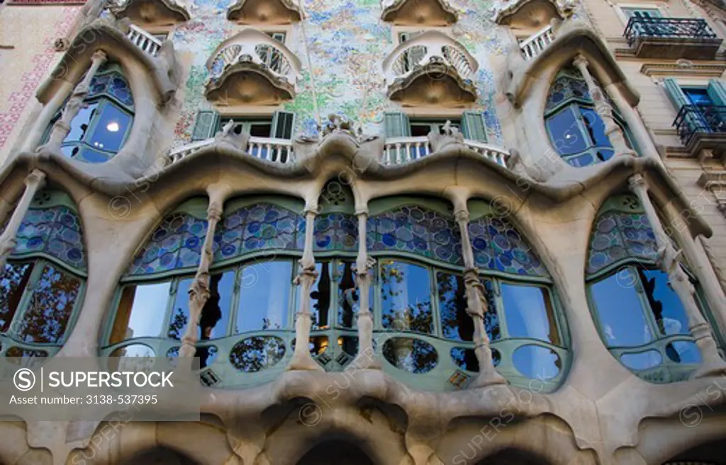 Low angle view of a building, Casa Batllo, Passeig de Gracia, Barcelona, Catalonia, Spain