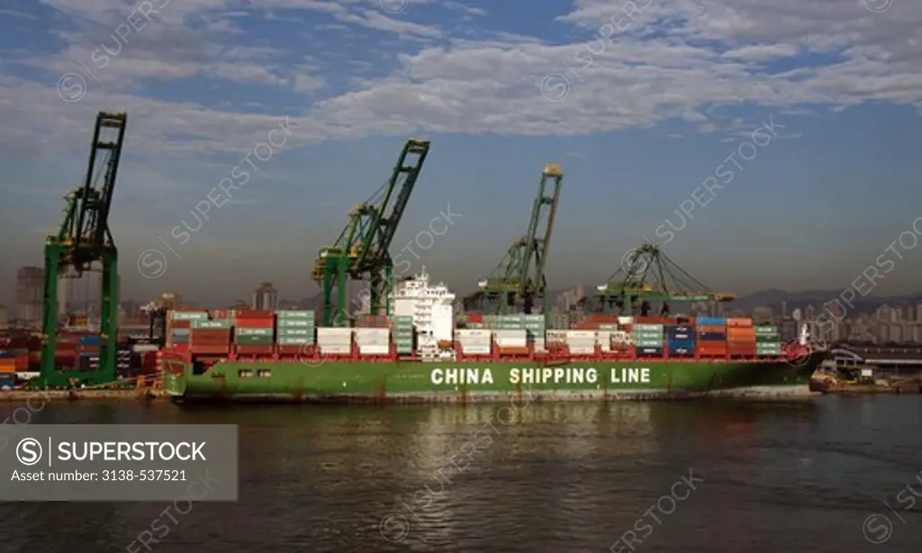 Container ship at a port, Santos, Sao Paulo, Brazil
