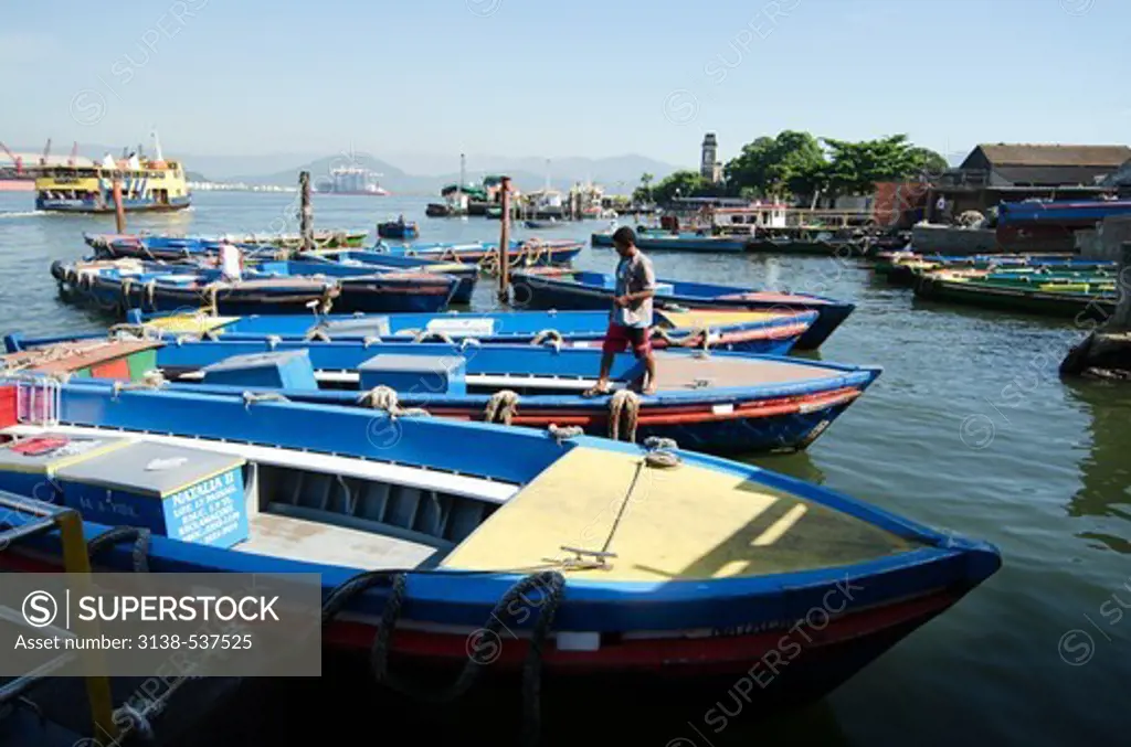 Boats at a harbor, Santos, Sao Paulo, Brazil