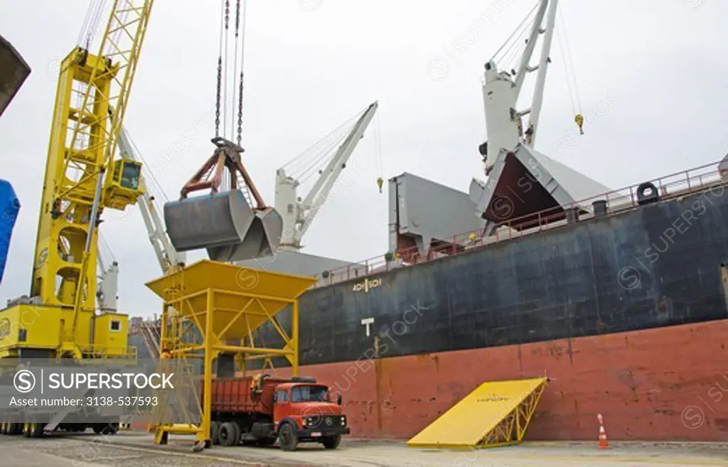 Cranes at a commercial dock, Rio Grande Do Sul State, Brazil