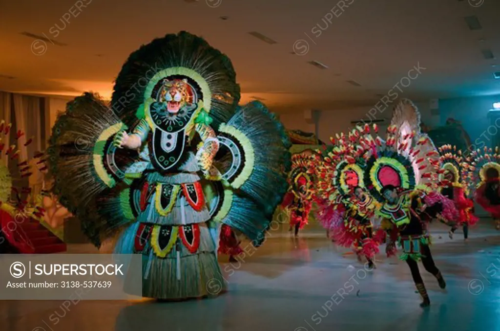 Dancers performing at the annual Boi-bumba festival, Parintins, Amazonas, Brazil