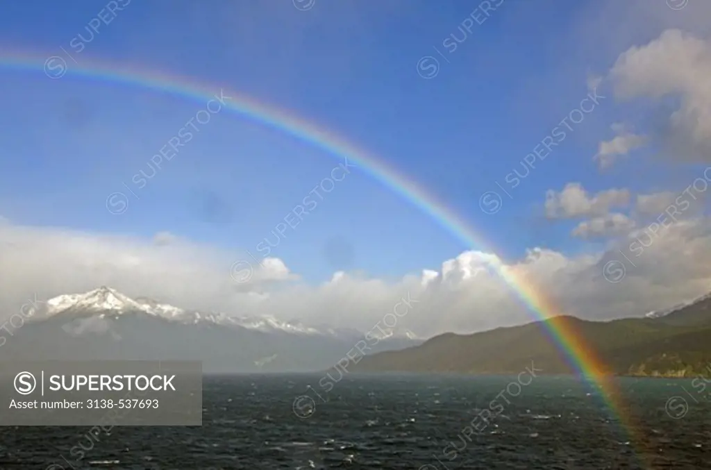 Rainbow over a channel, Beagle Channel, Tierra Del Fuego, Patagonia, Argentina