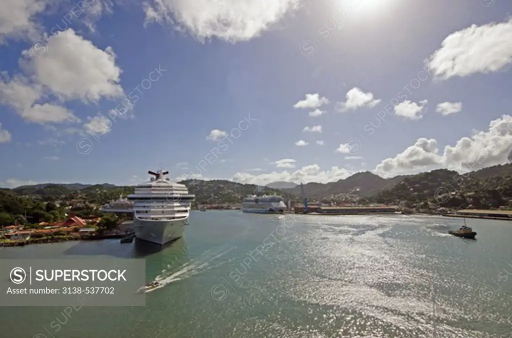Cruise ships at a harbor, Castries, St. Lucia