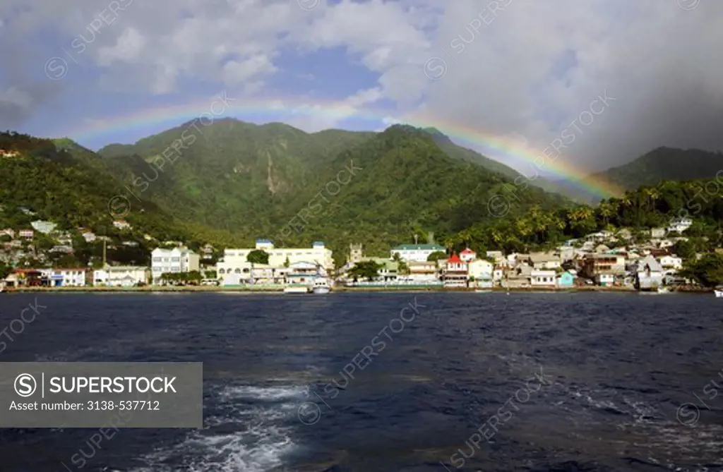 Town at waterfront, Soufriere, St. Lucia