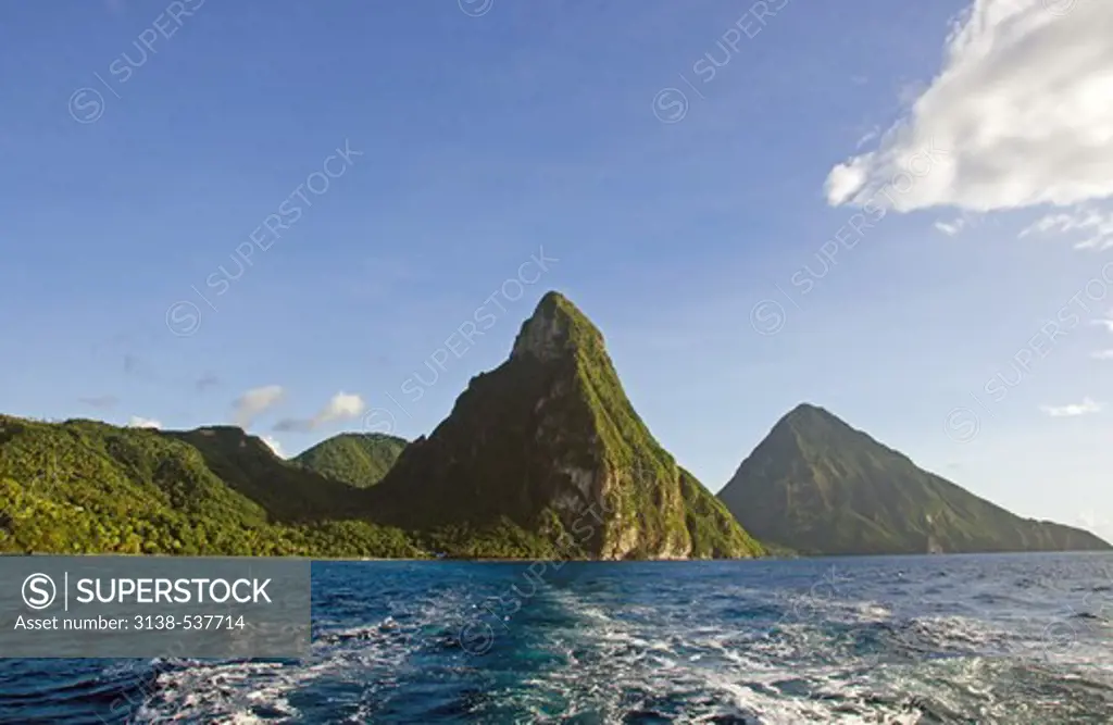 Mountains at the coast, Pitons, Soufriere, St. Lucia