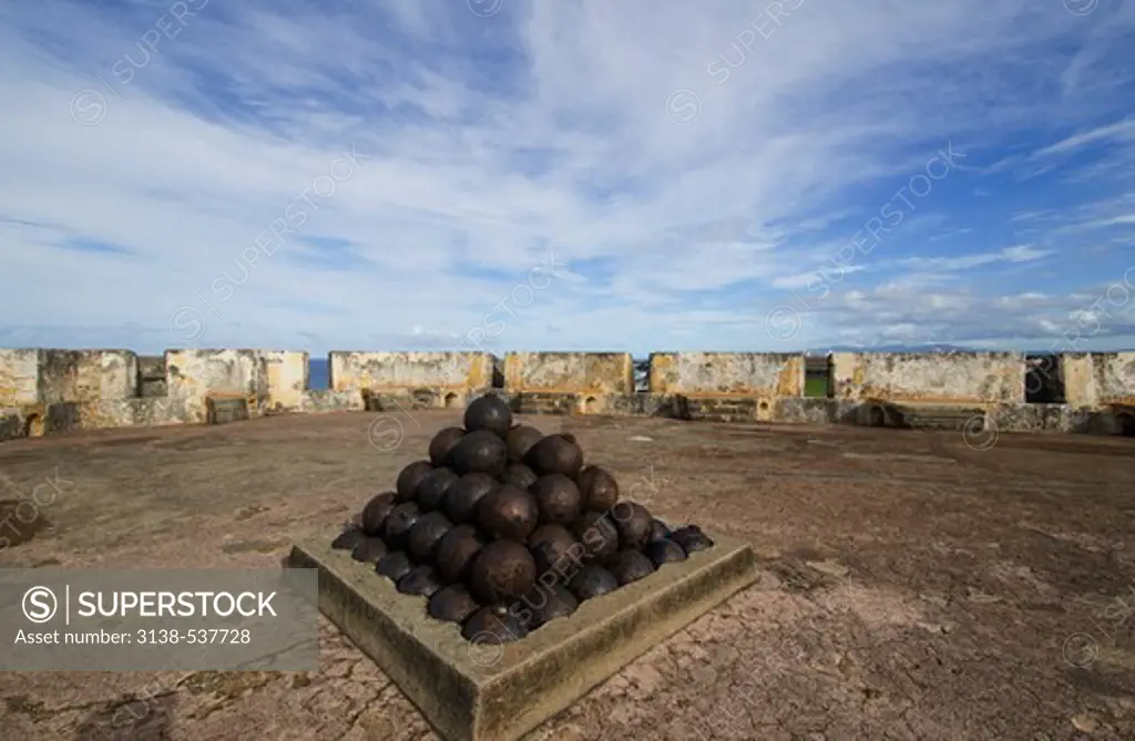 Cannonball at a castle, Morro Castle, San Juan, Puerto Rico