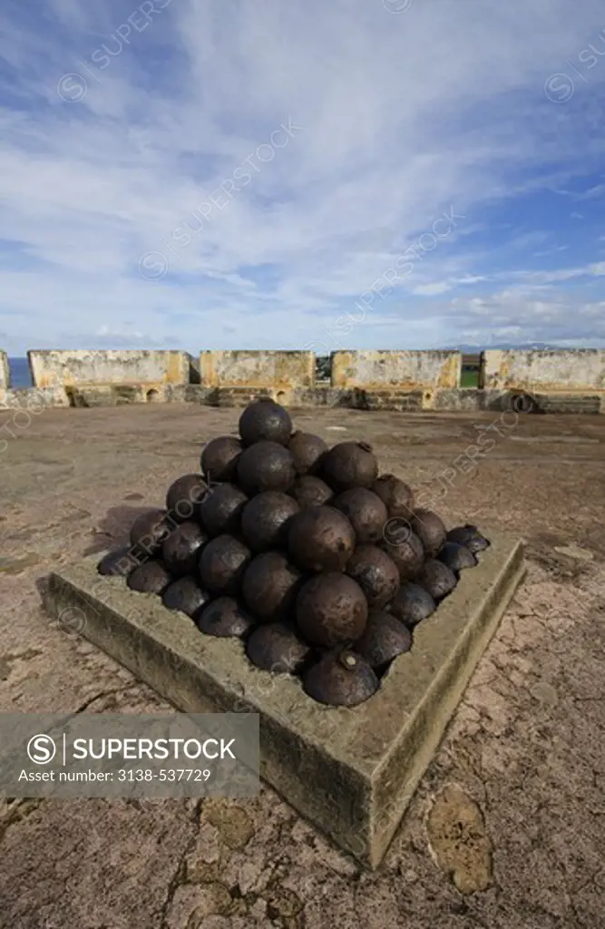 Cannonball at a castle, Morro Castle, San Juan, Puerto Rico