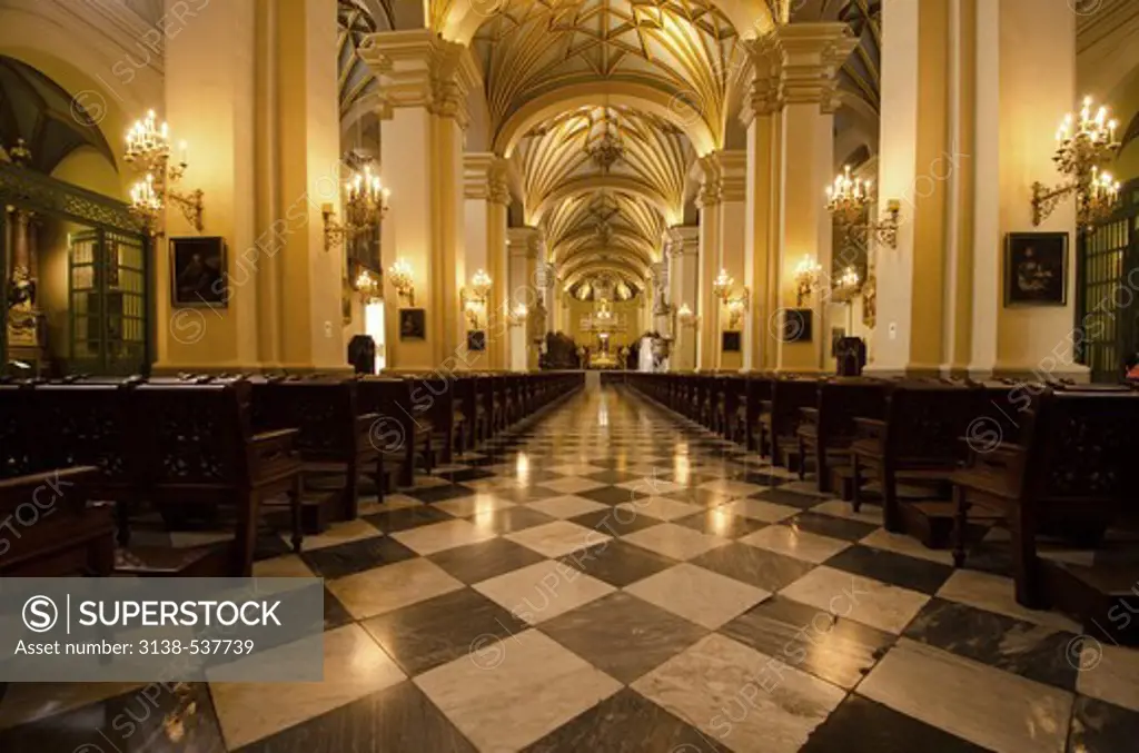 Interiors of a cathedral, Basilica Cathedral of Lima, Lima, Peru