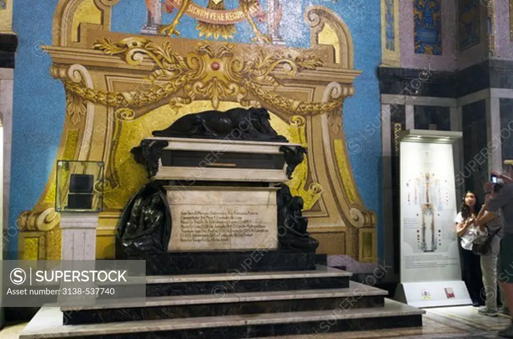 Pizzaro's tomb in the Basilica Cathedral of Lima, Lima, Peru